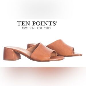 TEN POINTS SWEDEN Milde Slip-On Sandal Block Heel CognacTan Mules